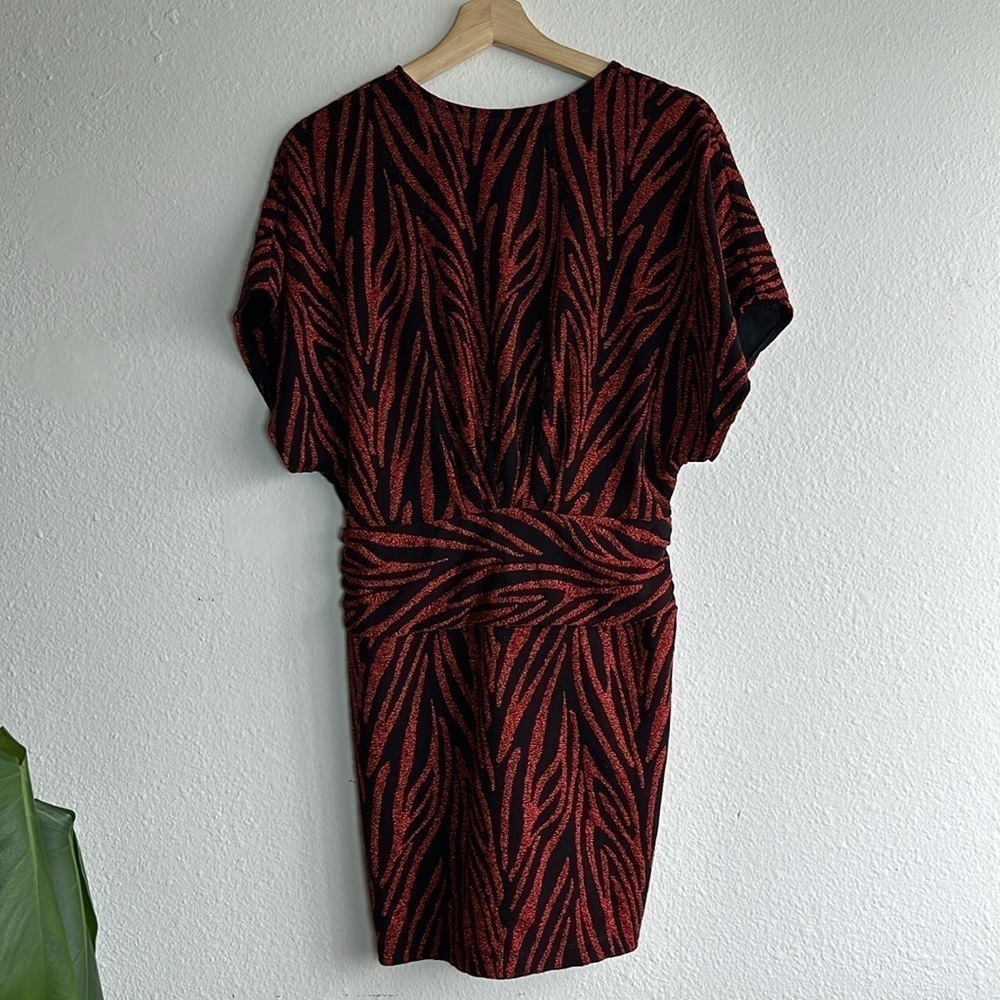 Saylor Soumin Ruby Red Sparkling Metallic Zebra Print Dress Sz. M NWT! - Picture 11 of 11